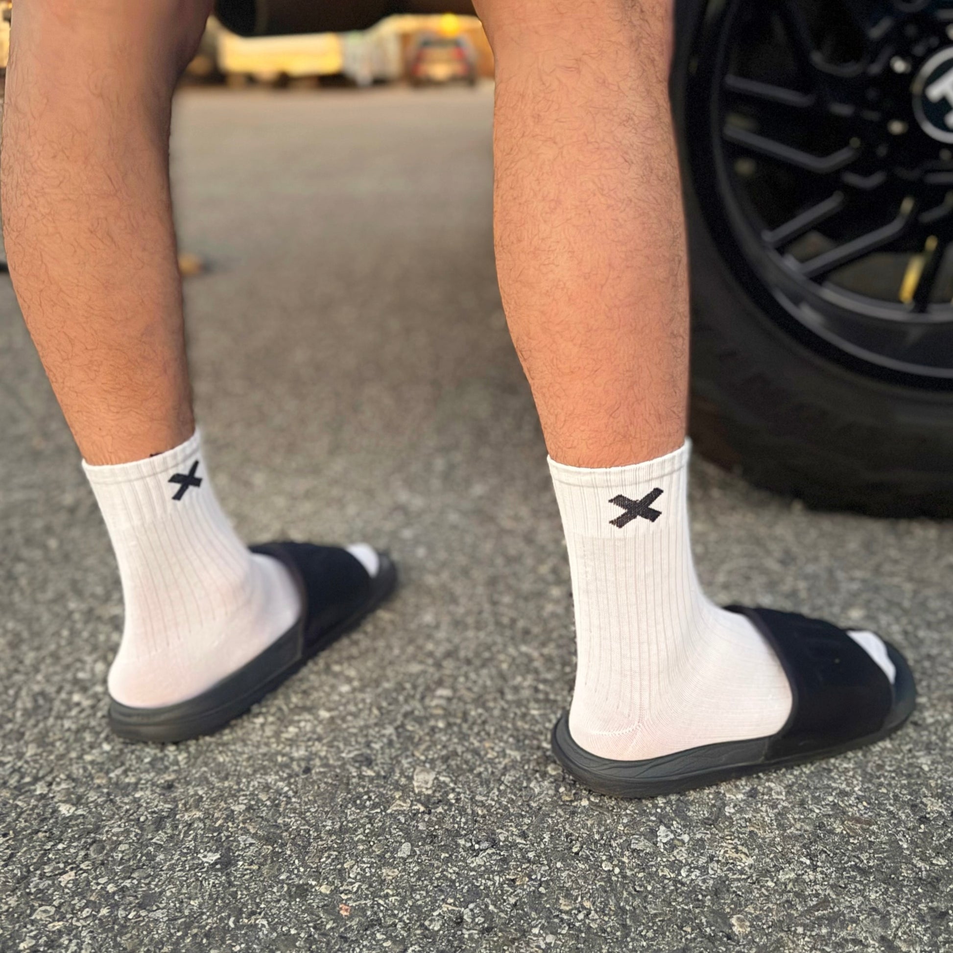 Urban X-Treme White Crew Socks, detail