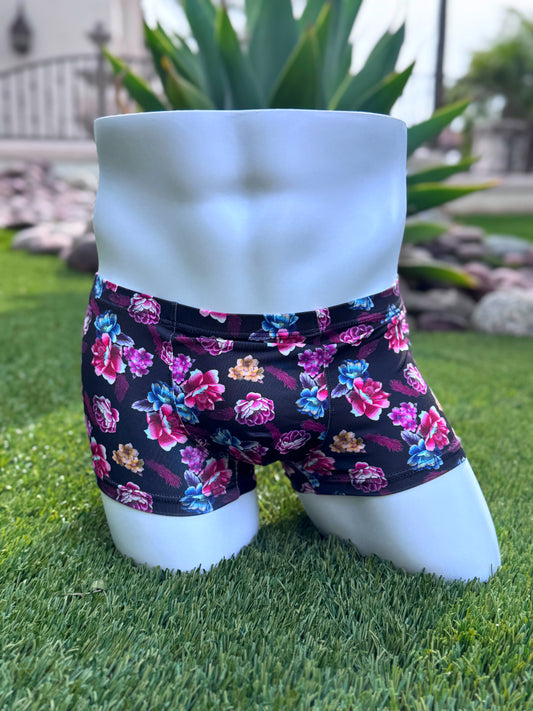 Black Floral Boxer Briefs