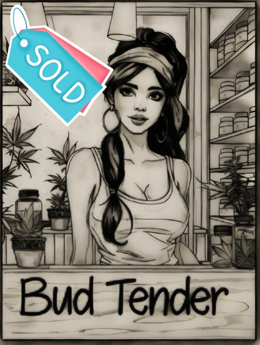 “The Bud Tender” — Original One-of-a-Kind Charcoal Comic Book Sketch