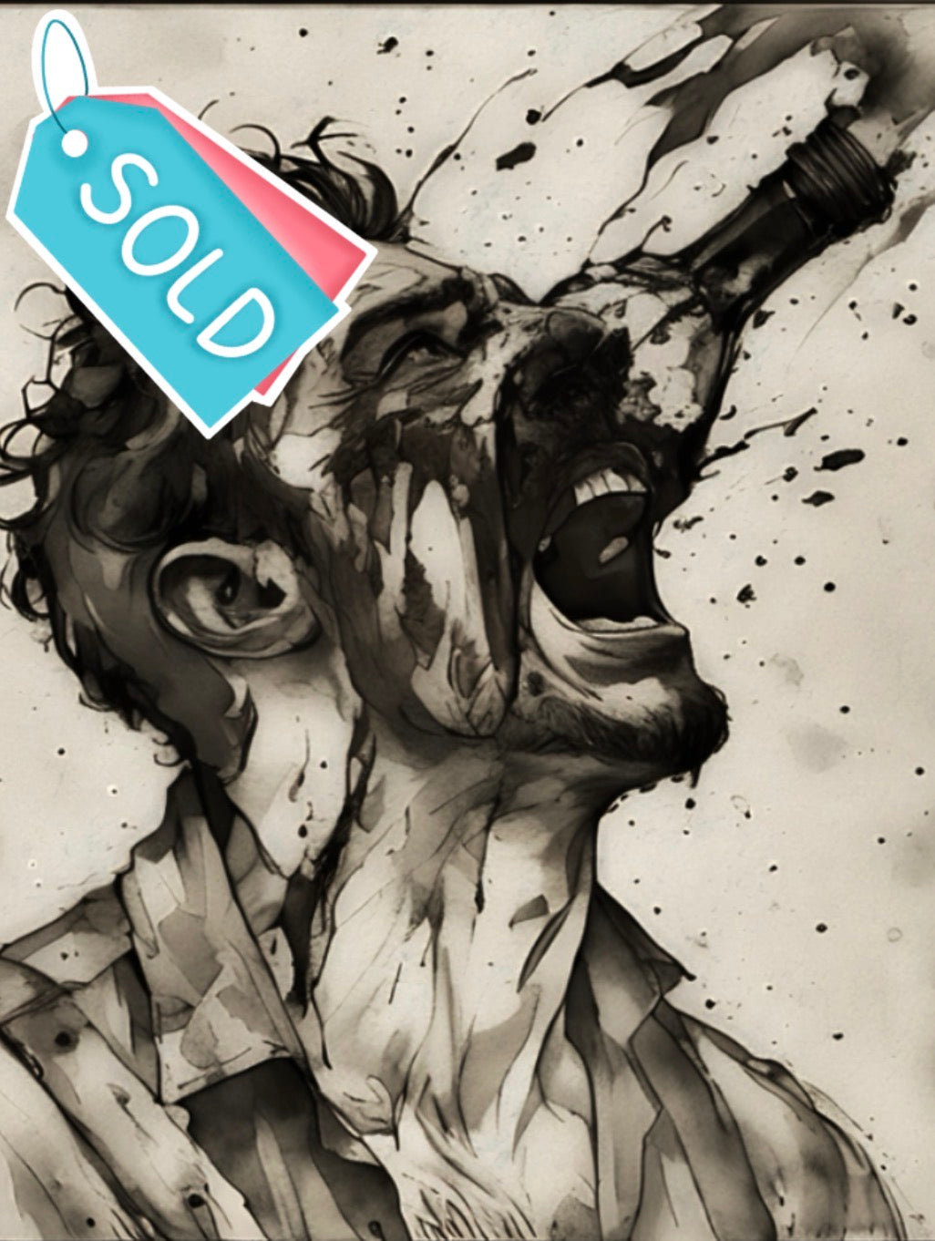 “The ‘Known Nothing’ Man & The Milkman’s Glass Bottle” — Original One-of-a-Kind Charcoal Comic Book Sketch