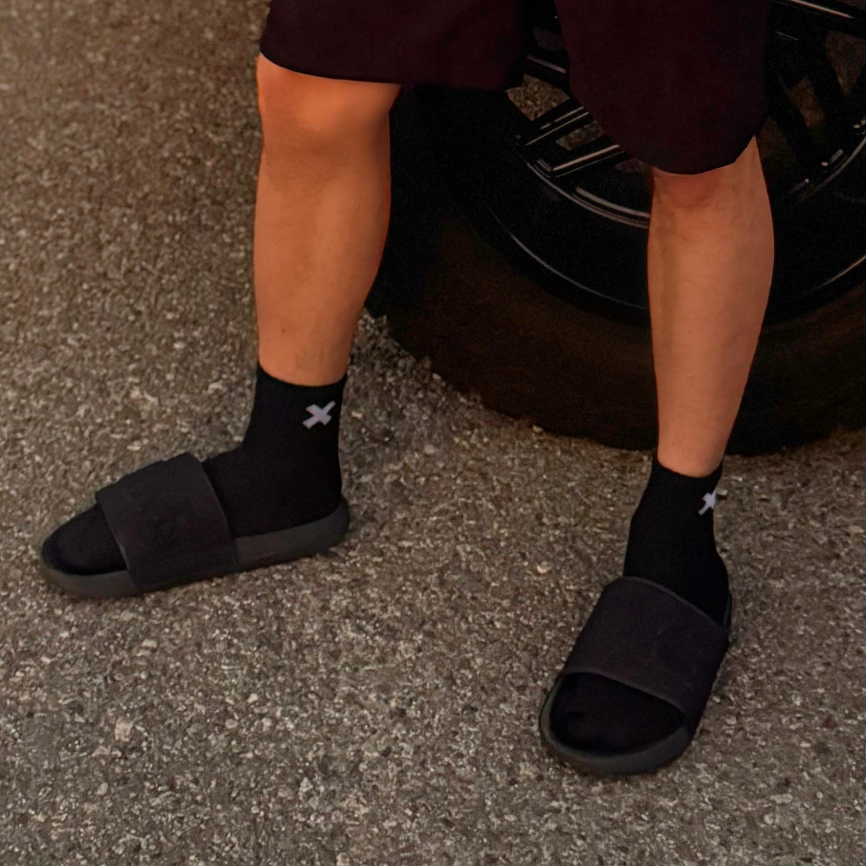 Urban X-Treme Black Crew Socks, front side