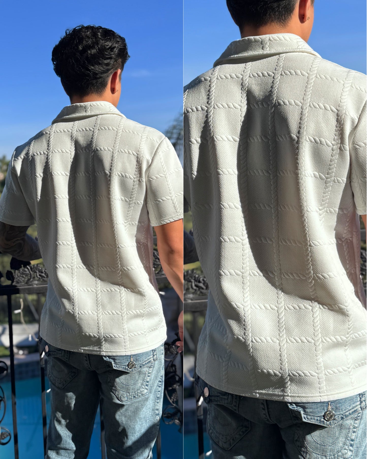 Nautical Knit White Polo Shirt