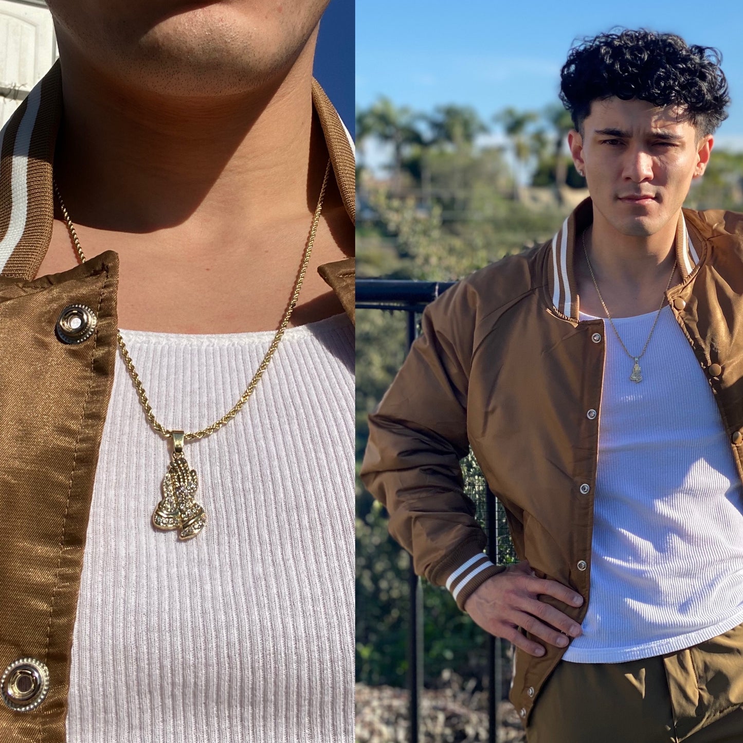 FINAL SALE Gold "Pray for Our Sins" 🙏🏻 Praying Hands Necklace, Tristan's Ice 🧊