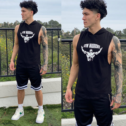 Muscle Beach Black Tank Top Hoodie