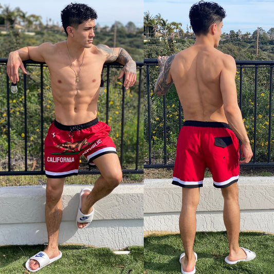 Red California Republic Swim Shorts