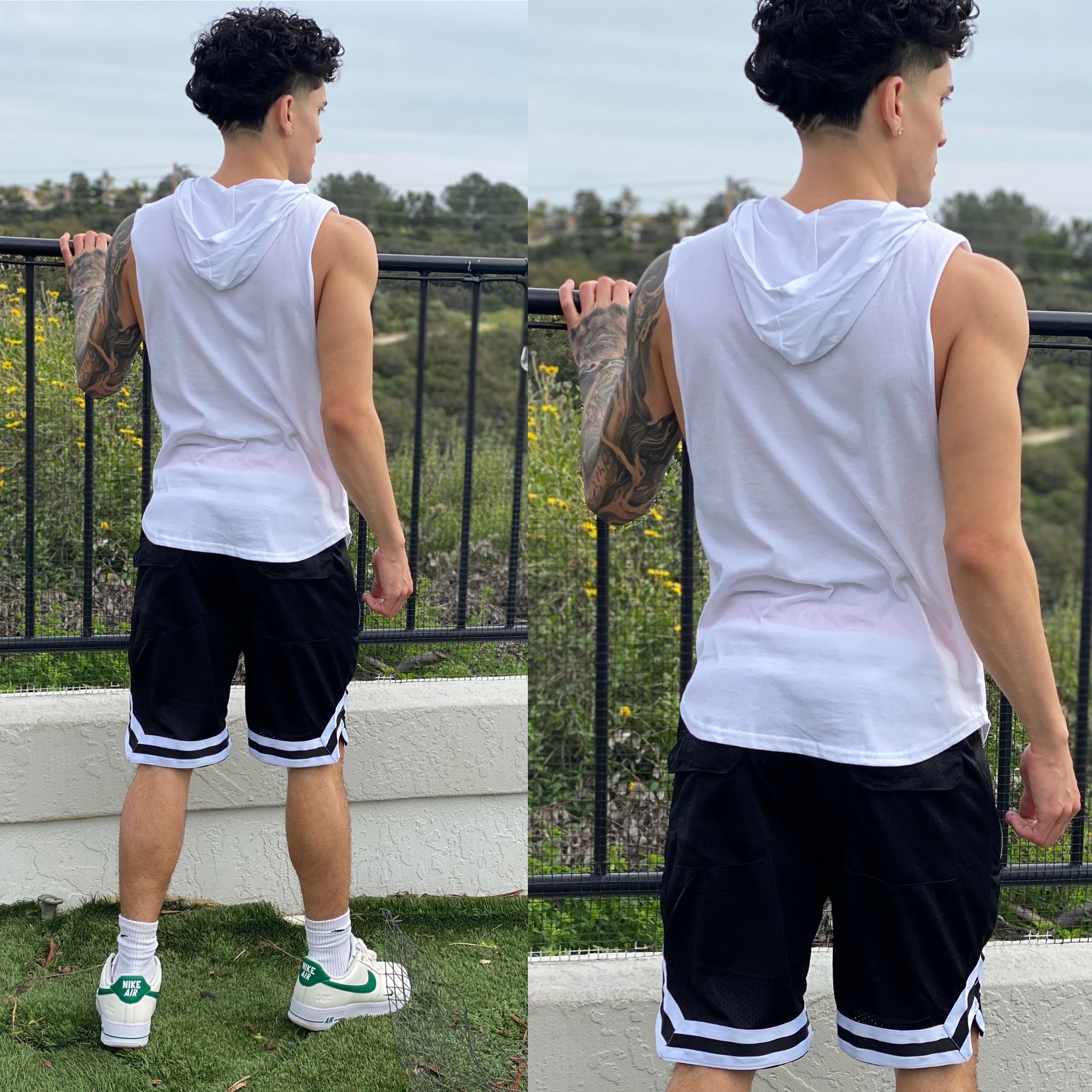 FINAL SALE Muscle Beach White Tank Top Hoodie Tristan Hunt CA