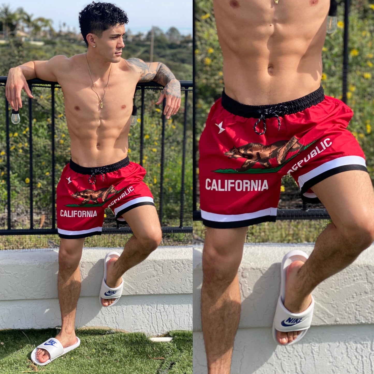 Red California Republic Swim Shorts