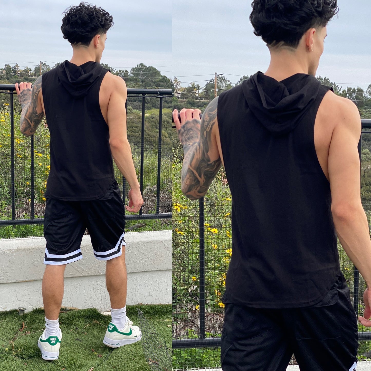 Muscle Beach Black Tank Top Hoodie